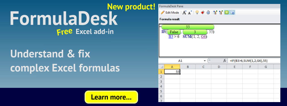 FormulaDesk - free Excel add-in. Understand and fix complex Excel formulas