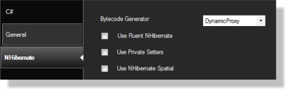 NHibernate options screen